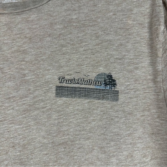 Travis Mathew Tan Brown Always on Vacation Short Sleeve Back Graphic Tee Medium - Picture 2 of 7